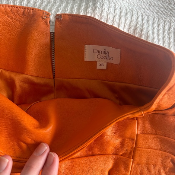 NWOT Camila Coehlo Clementine Leather Skirt - Picture 4 of 5